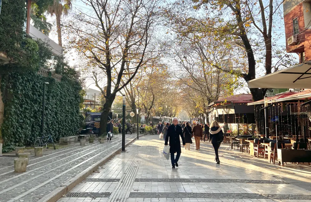 Pedestrian street in central Tirana